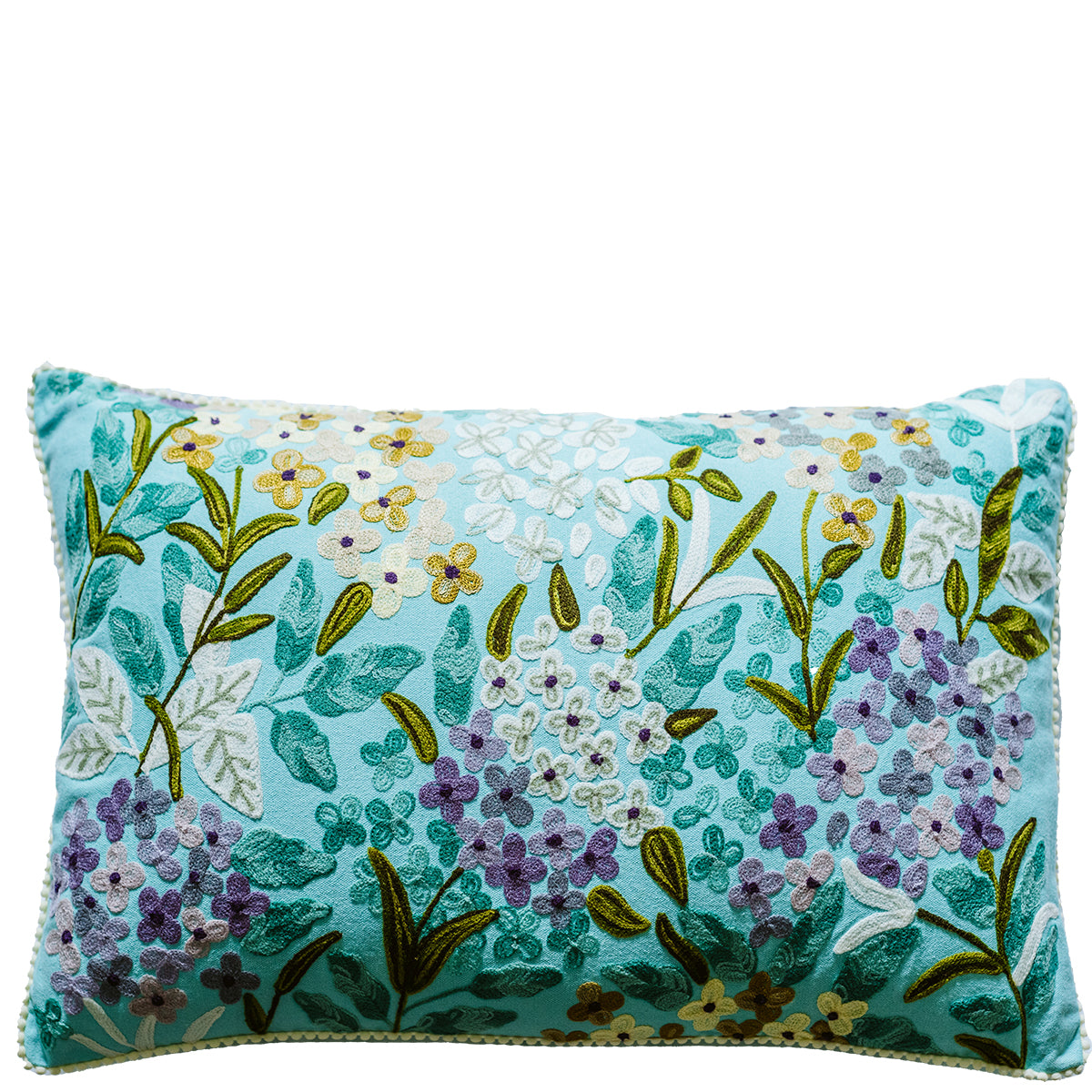 Jungle Flowers Cushion - Pale Blue / Multi CUS2157