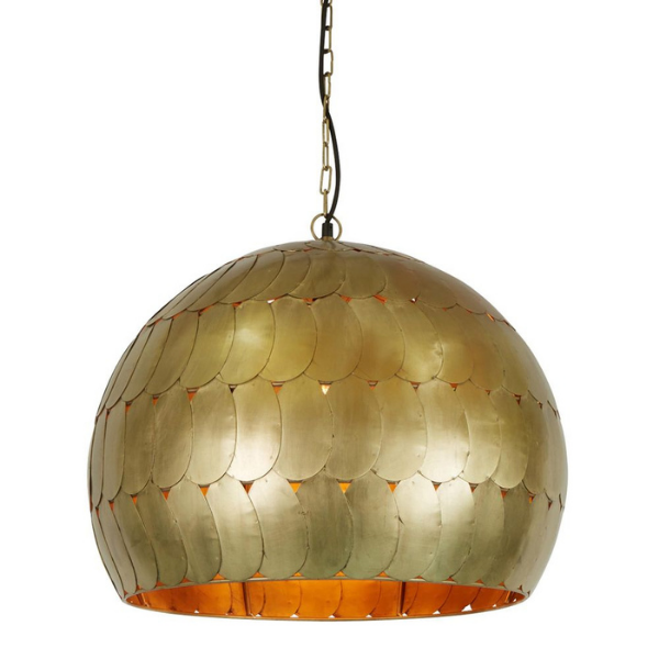 Antique brass dome on sale pendant light