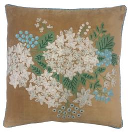 Hydrangea Velvet Cushion - Caramel CUS2141