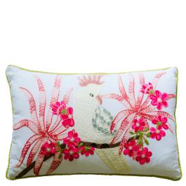 Cockatoo Linen Cushion - White Multi CUS2150