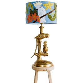 Cockatoo Velvet Lampshade - Pale Blue SHD266