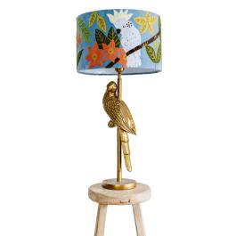 Cockatoo Velvet Lampshade - Pale Blue SHD266