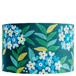 Jungle Flowers Cotton Lampshade - Teal Multi SHD263